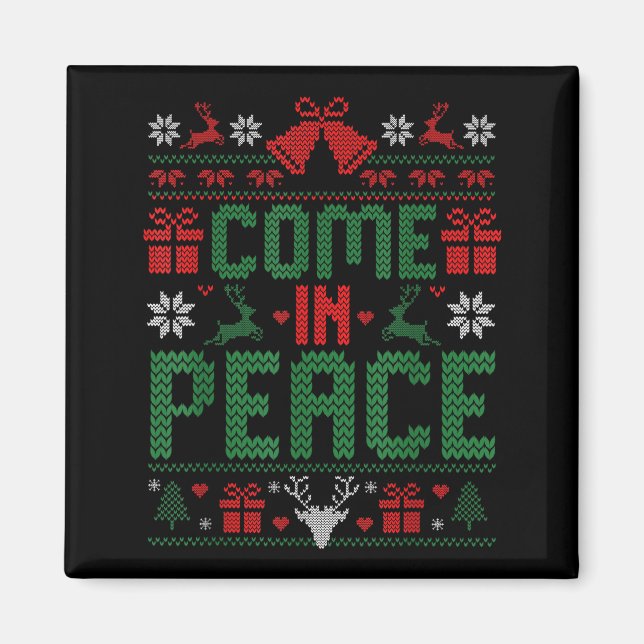 Imã I Come In Peace Couple Matching Ugly Christmas Swe (Frente)