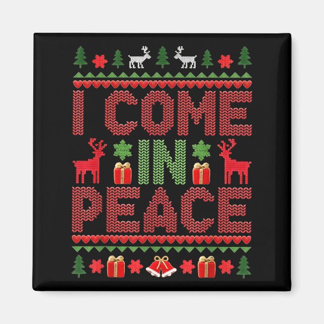 Imã I Come In Peace Couple Matching Ugly Christmas Swe (Frente)