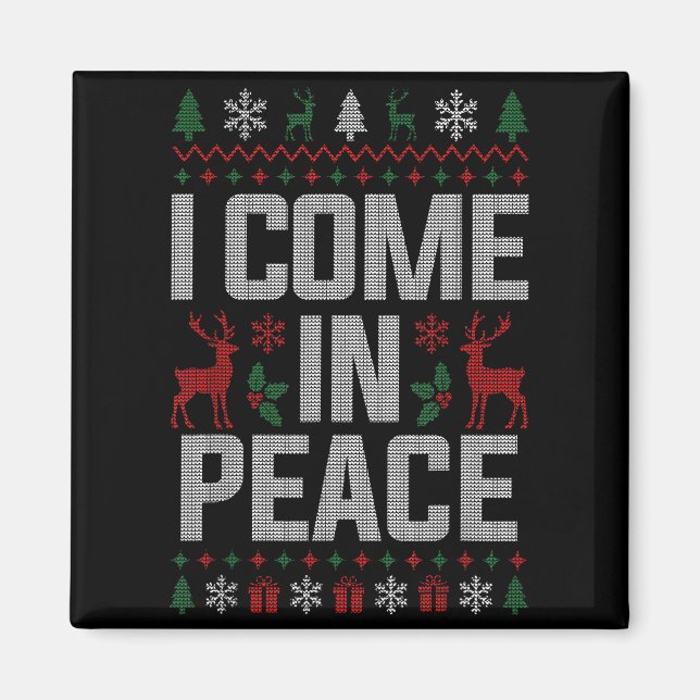 Imã I Come In Peace Couple Matching Ugly Christmas Swe (Frente)