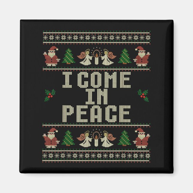 Imã I Come In Peace Couple Matching Ugly Christmas Swe (Frente)