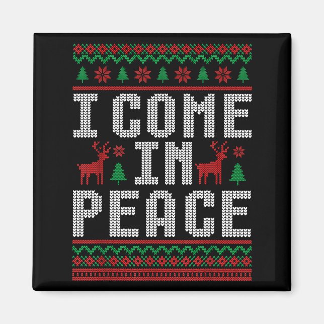 Imã I Come In Peace Couple Matching Ugly Christmas Swe (Frente)