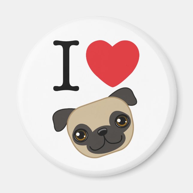 Imã I Heart Fawn Pugs (Frente)