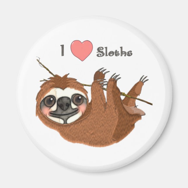 Imã I Heart Sloths Baby Animal (Frente)