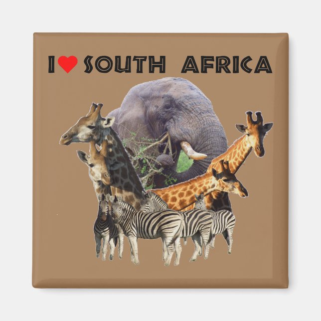 Imã I Heart South Africa Wildlife Collage (Frente)
