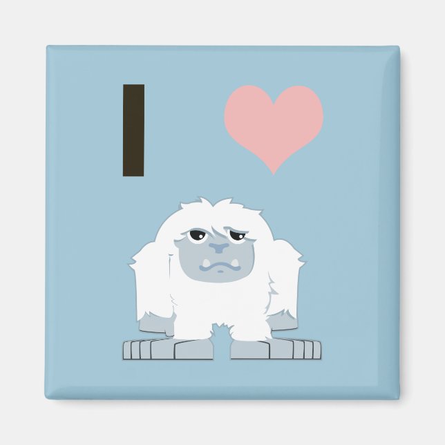 Imã I Heart Yeti Cute Cartoon Snow Monster (Frente)