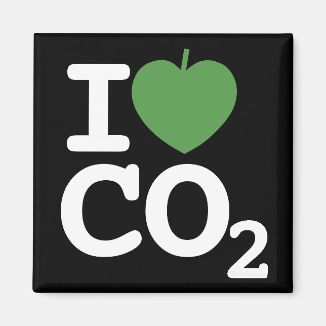 Imã I Leaf CO2 - Eu adoro carbono Dióxido negro (Frente)