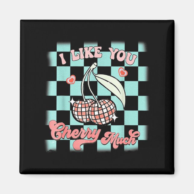 Imã I Like You Cherry Much Funny Retro Love Valentine  (Frente)