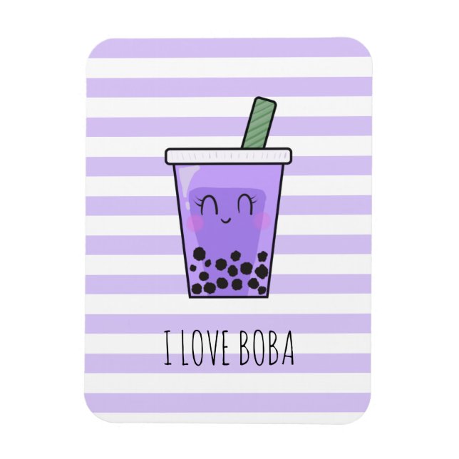 Ímã I Love Boba Kawaii Bubble Tea Taro Ube Purple (Vertical)