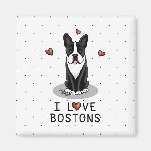Imã I Love Bostons Boston Terriers (preto e branco)