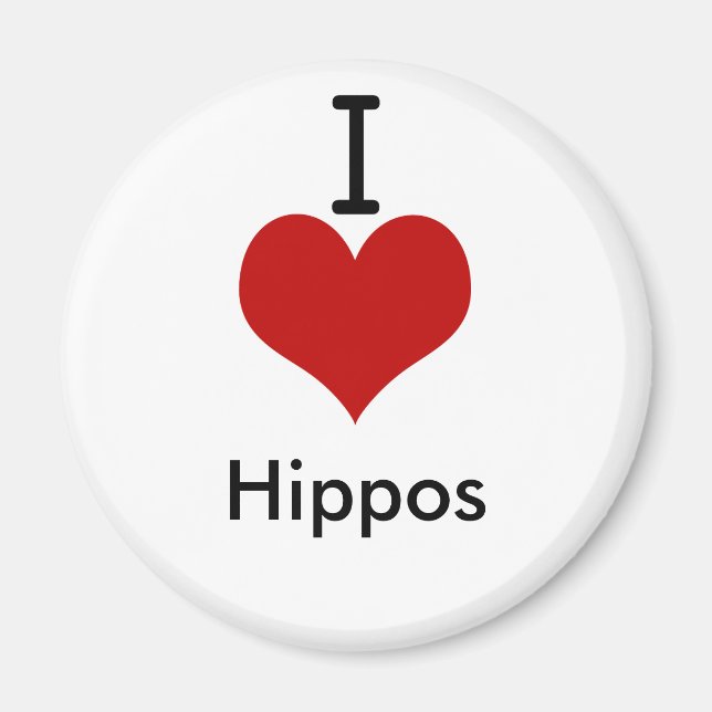 Imã I Love (coração) Hippos (Frente)