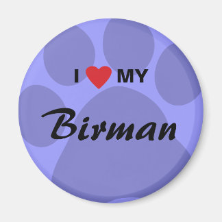 Imã I Love (Heart) My Birman Pawprint