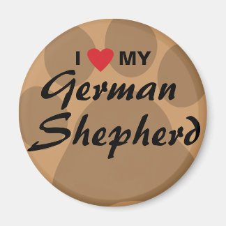 Imã I Love (Heart) My German shepherd Pawprint