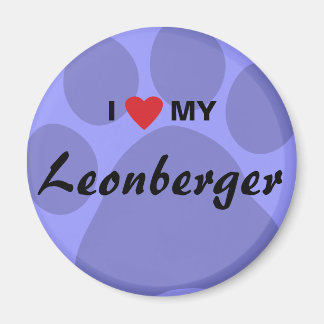 Imã I Love (Heart) My Leonberger Pawprint