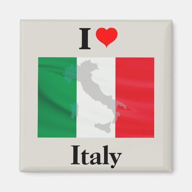 Imã I Love Italy Flag Map (Frente)
