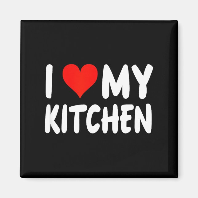 Imã I Love Kitchen - Heart - Funny Cute Cook Remodel C (Frente)