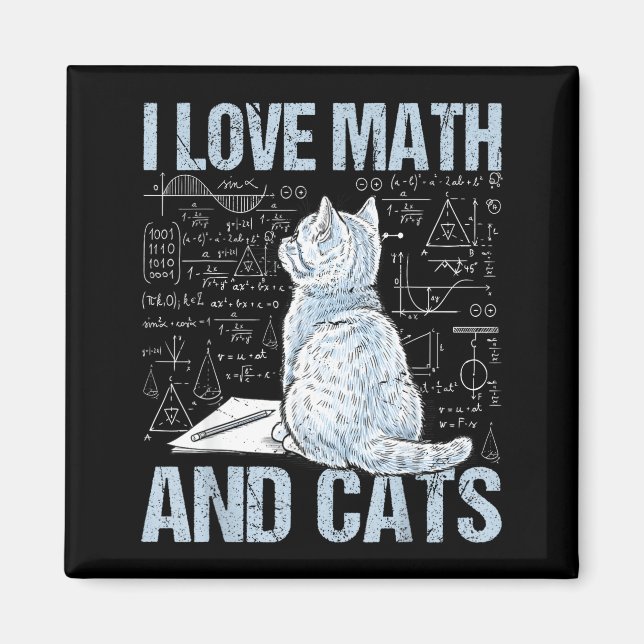 Imã I Love Math And Cats Science Teacher Student Funny (Frente)