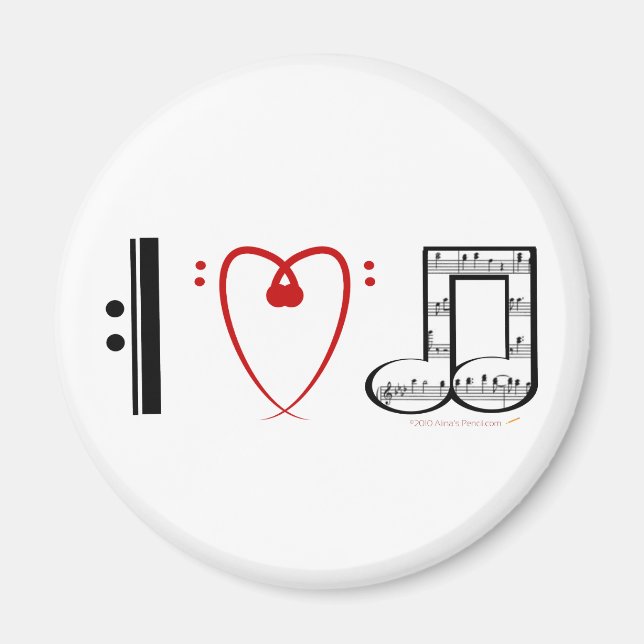 Imã I Love Music (Amo notas de coração) (Frente)