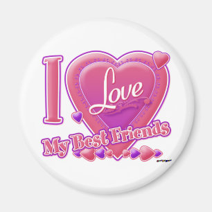 Imã I Love My Best Friends pink/purple - hearts