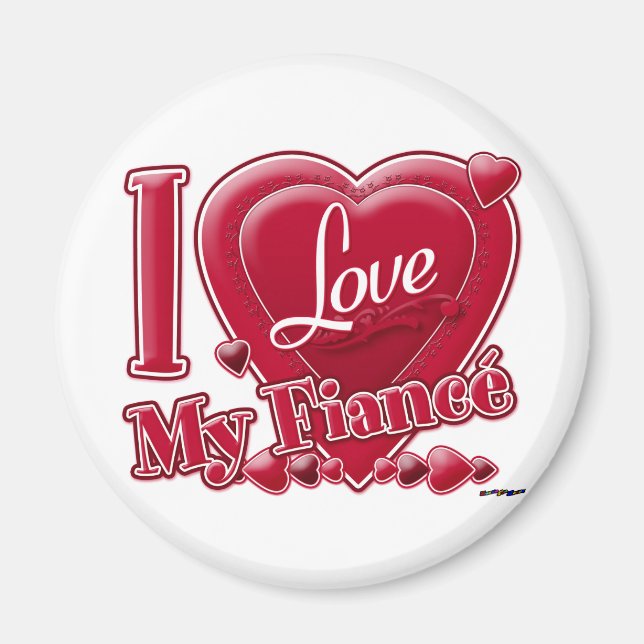 Imã I Love My Fiancé red - heart (Frente)