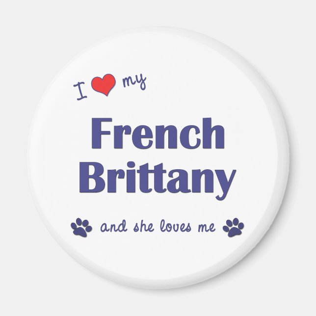 Imã I Love My French Brittany (Cachorro feminino) (Frente)