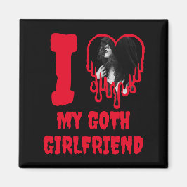Imã I Love My Goth Girlfriend Dripping Red Heart Photo