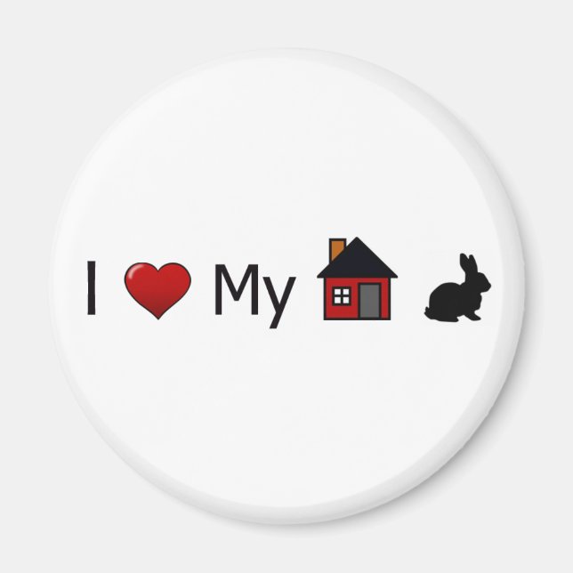 Imã "I Love My House Rabbit" Magnet (Frente)