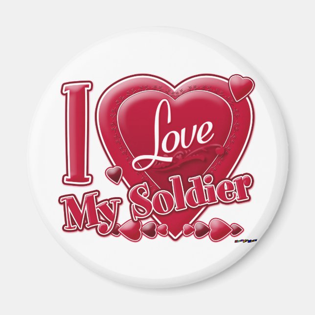 Imã I Love My Soldier red - heart (Frente)