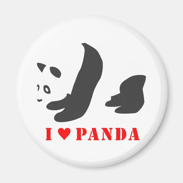 Imã I Love Panda (Preto) (Frente)