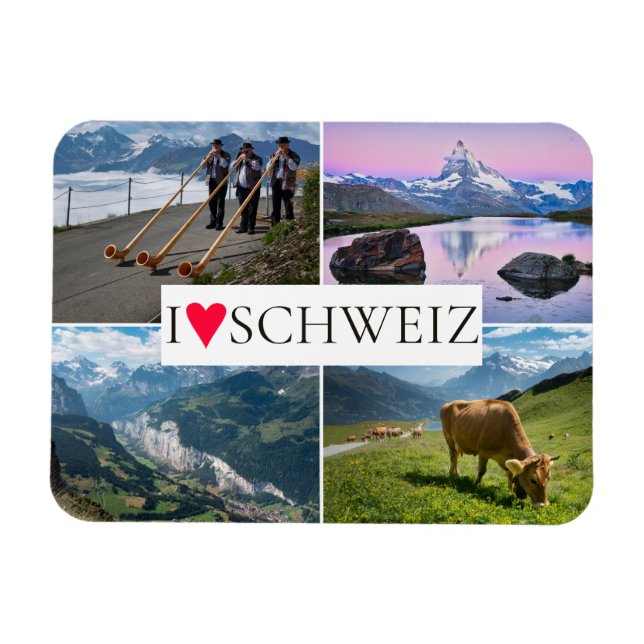 Ímã I love Switzerland photo collage souvenir (Horizontal)