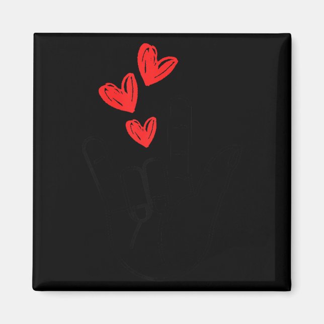 Imã I-love You Hand Sign Heart Women Girls Valentines  (Frente)