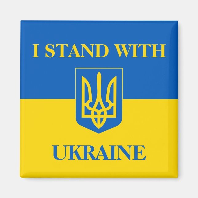 Imã I Stand With Ukraine. Ukrainian Flag & Trident. (Frente)