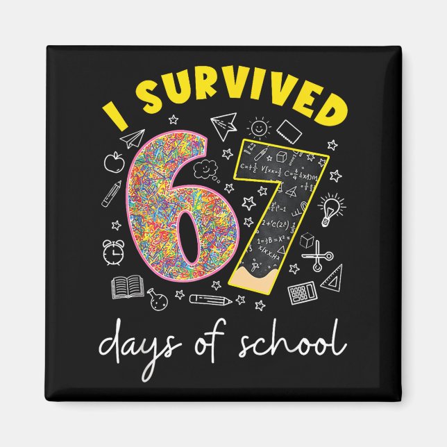 Imã I Survived 67 Days Of School 67 Meme Rainbow Math  (Frente)