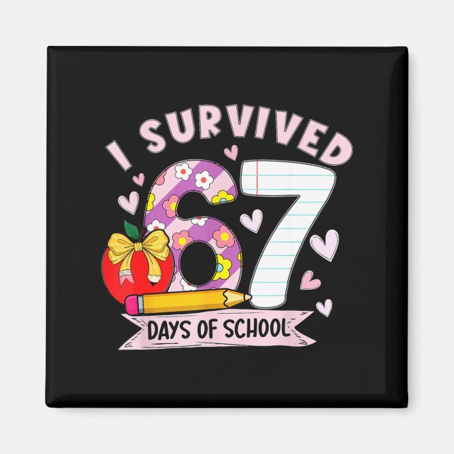 Imã I Survived 67 Days Of School Funny Leopard Student (Frente)