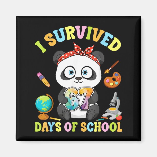 Imã I Survived Six Seven Days Of School Cute Panda Stu (Frente)