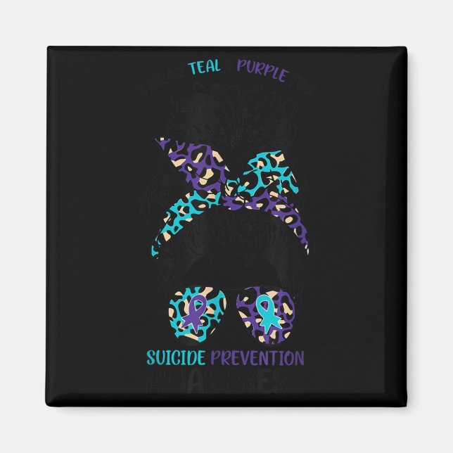 Imã I Wear Teal &amp; Purple For Suicide Prevention Aw (Frente)