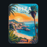 Ímã Ibiza Espanha Art Vintage<br><div class="desc">Ibiza retro vetor viagem design. Ibiza é uma das ilhas Baleares, um arquipélago de Espanha no Mar Mediterrâneo.</div>