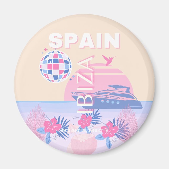 Imã Ibiza, Espanha, Arte Viagem, Arte de Papoila, Rosa (Frente)