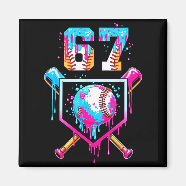 Imã Ice Cream Dripng Boys Baseball Drip Fun 6 7 Six Se (Frente)