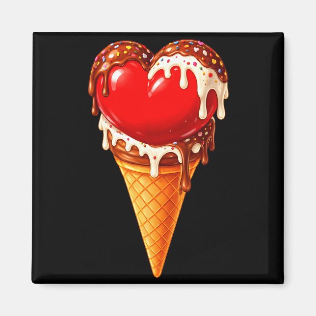 Imã Ice Cream Heart Funny Drip Valentines Day Boys Gir (Frente)