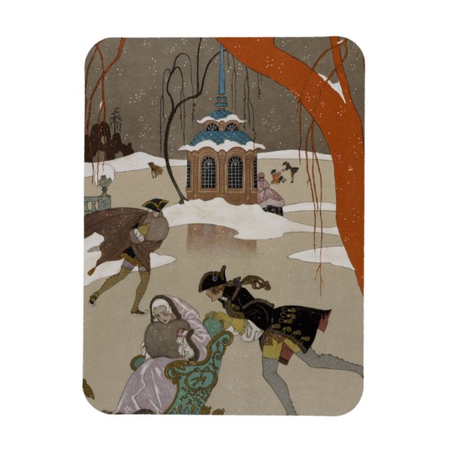 Ímã Ice Skating no lago congelado (Vertical)