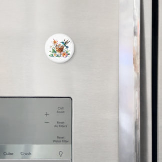 Imã Iced Coffee & Hummingbird Floral Art