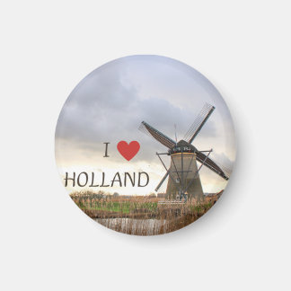 Imã Ich liebe Holland  Windmühlen Fotomagnet