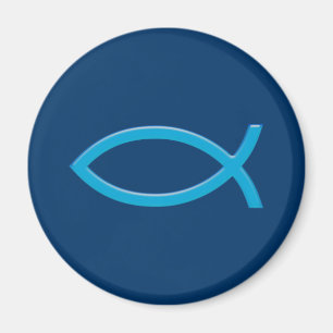 Imã Ichthus - Christian Fish Symbol - Azul