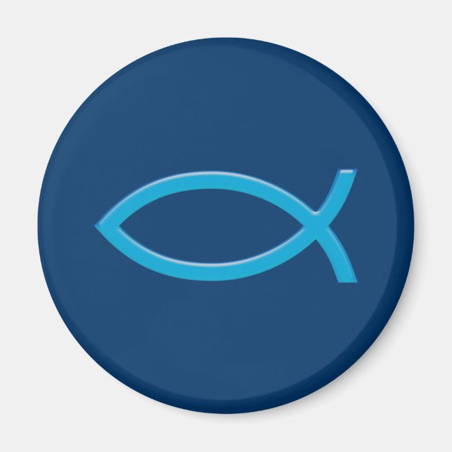 Imã Ichthus - Christian Fish Symbol - Azul (Frente)