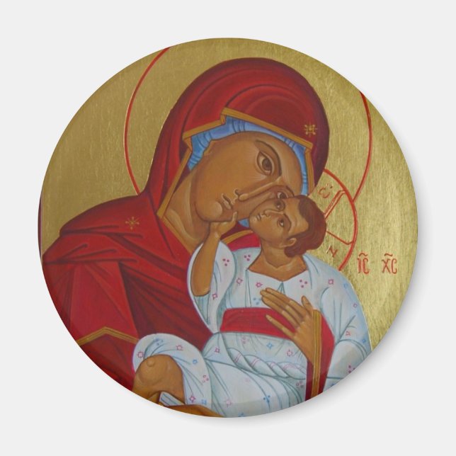 Imã Ícone de Theotokos com Magnet Filho (Frente)