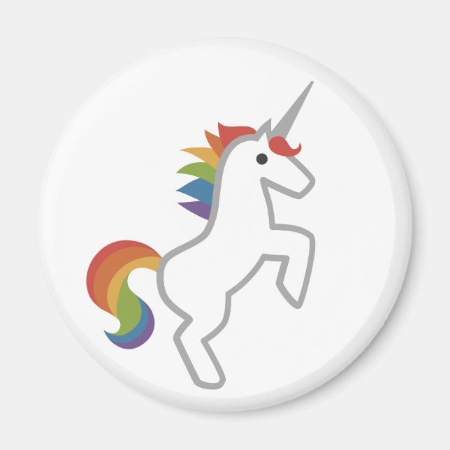 Imã Ícone Emoji Mínimo Mágico do Rainbow Unicórn (Frente)
