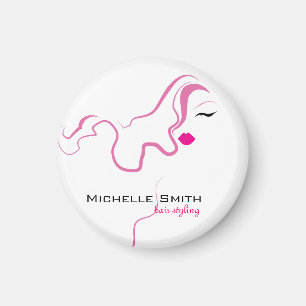 Imã Ícone feminino adorável cabelo cor-de-rosa Marca