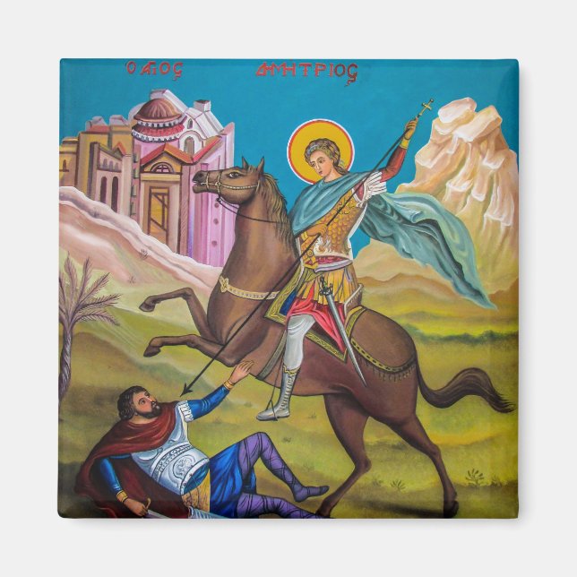 Imã Ícone Ortodoxo de Tessalônica no santo Demétrio (Frente)