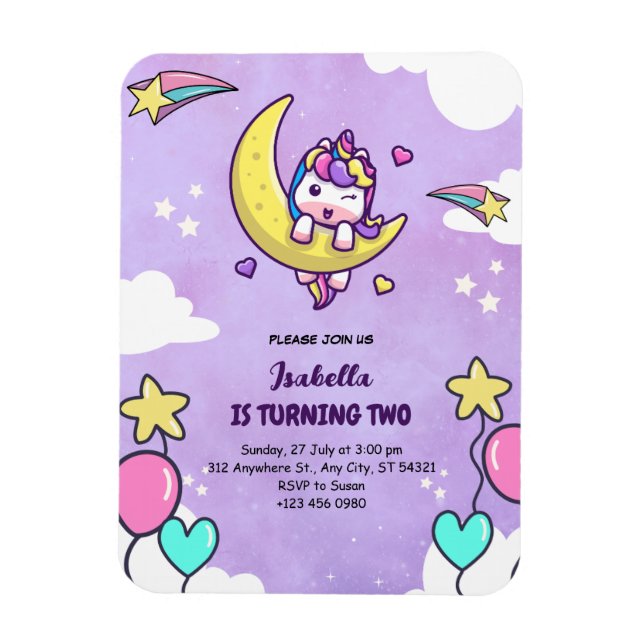 Ímã Ícone Roxo Duas Raparigas Aniversários Flexíveis (Vertical)