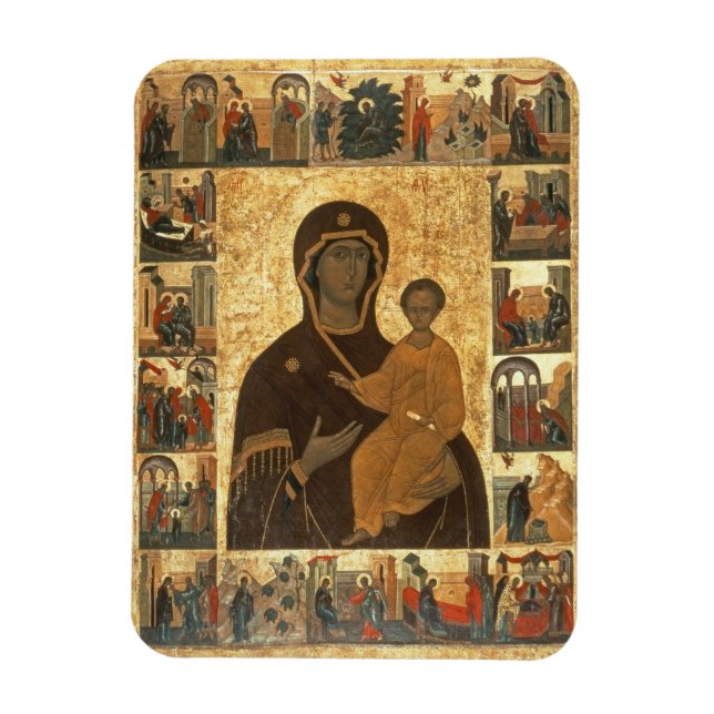 Ímã Ícone Virgin Hodégeria de Smolensk, c.1450 (temper (Vertical)